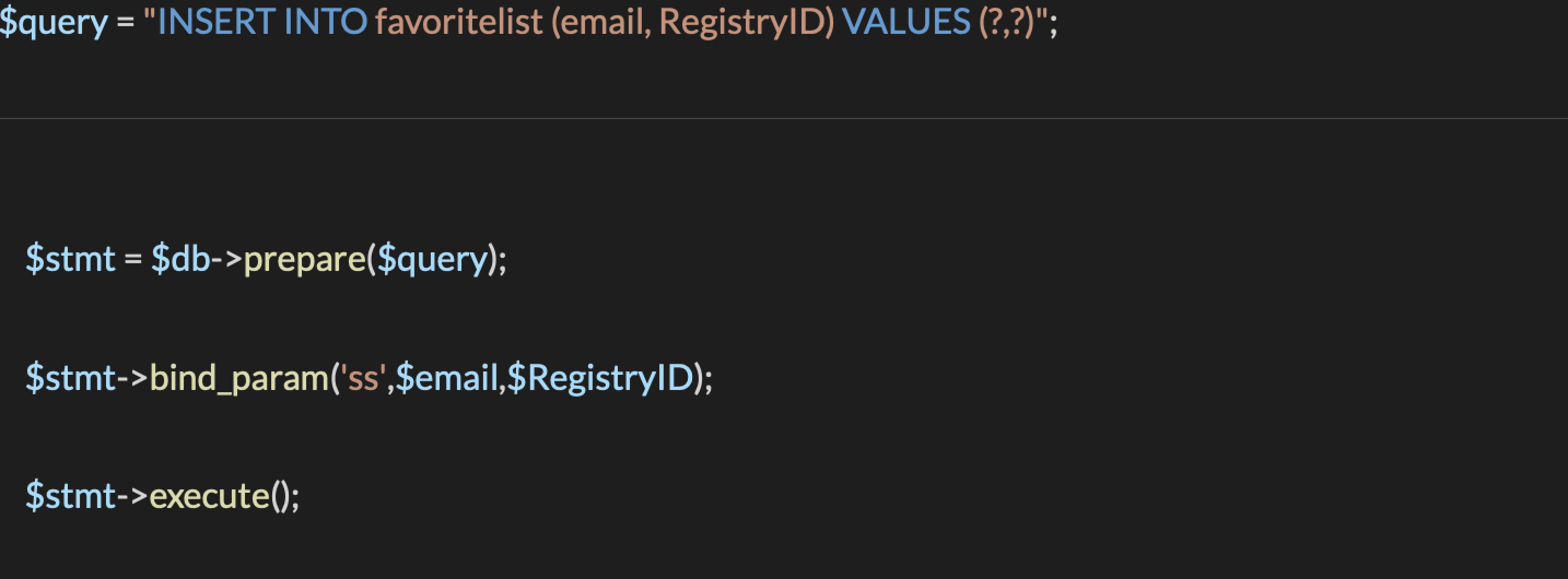 insert data into favouritelist database